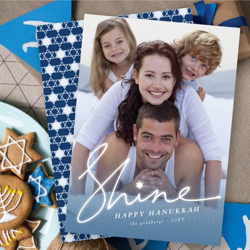 Hanukkah Shine Glow Bright Star Of David Photo Holiday Card