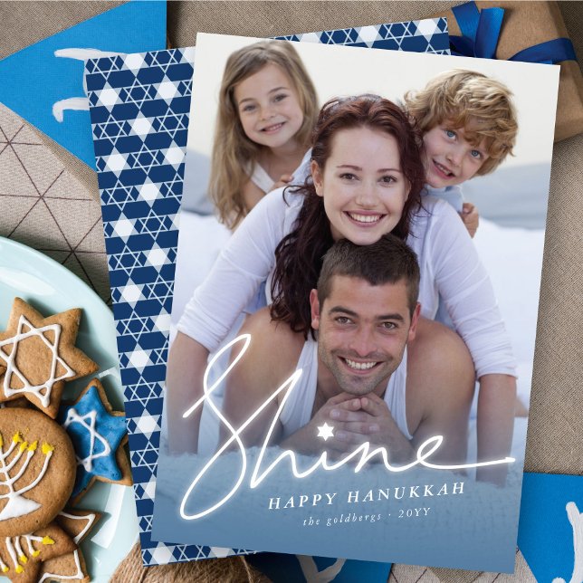 Hanukkah Shine Glow Bright Star Of David Photo Holiday Card (Creator Uploaded)