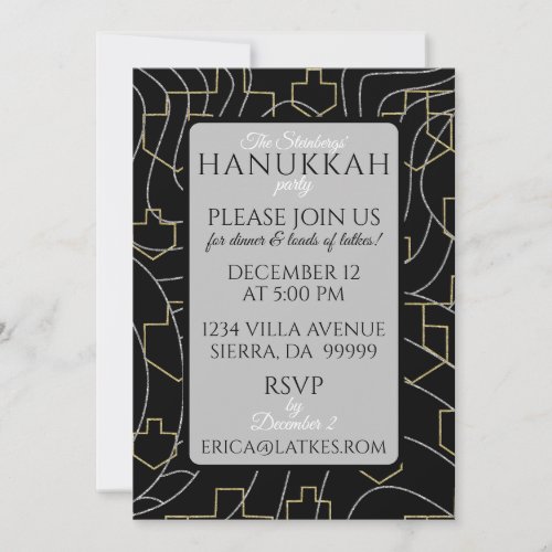 Hanukkah Silver Gold Design Invitation