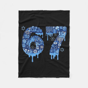 Hanukkah Six Seven 67 Meme Funny Dreidel Menorah S Fleece Blanket