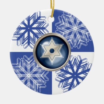 Hanukkah Snowflake Star Of David Holiday Ornament by ornamentcentral at Zazzle