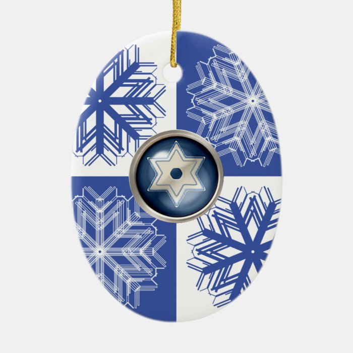 Hanukkah Snowflake Star of David Holiday Christmas Ornament