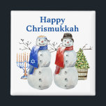 Hanukkah Snowman Christmas Chrismukkah   Magnet<br><div class="desc">This design may be personalized in the area provided by changing the photo and/or text. Or it can be customized by clicking Personalize this Template and then choosing the click to customize further option and delete or change the color of the background, add text, change the text color or style,...</div>