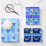 Hanukkah Snowman Monogram Holiday Assortment Wrapping Paper Sheets<br><div class="desc">Create your own custom Hanukkah wrapping paper sheets with your monogram initial and my festive holiday snowman in a dark blue scarf and matching Yamuka. Featuring space for your custom message and monogram, this gift wrap assortment comes in three different designs: one on light blue, one on medium blue and...</div>