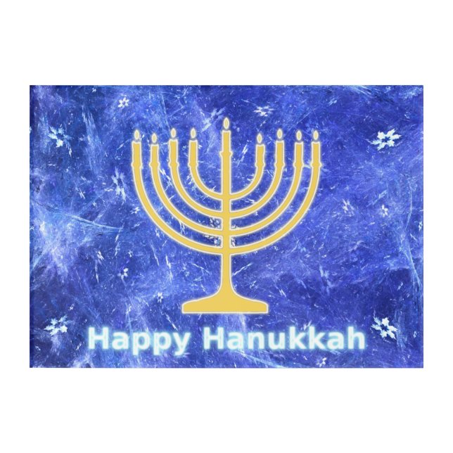 Hanukkah Snowstorm Menorah Acrylic Print (Front)