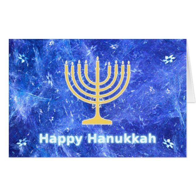 Hanukkah Snowstorm Menorah Card (Front Horizontal)