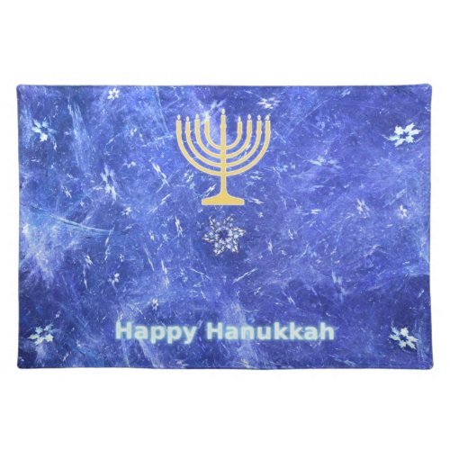 Hanukkah Snowstorm Menorah Cloth Placemat