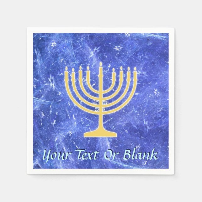 Hanukkah Snowstorm Menorah Napkins (Front)