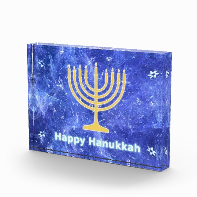 Hanukkah Snowstorm Menorah Photo Block (Right)