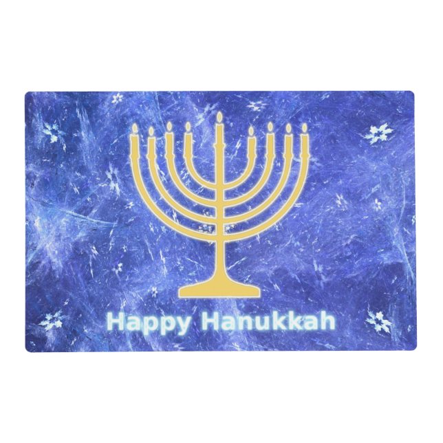 Hanukkah Snowstorm Menorah Placemat (Front)
