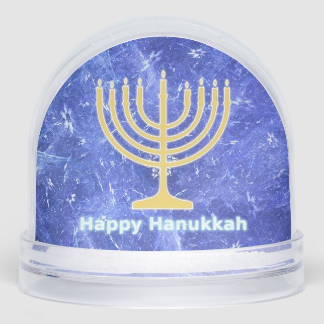 Hanukkah Snowstorm Menorah Snow Globe (Front)