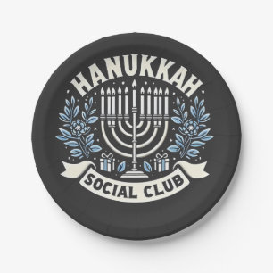 Hanukkah Social Club Funny Jewish Hanukkah Paper Plates