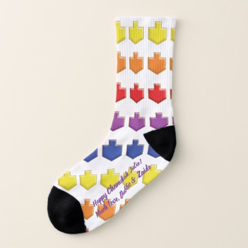 Hanukkah Socks 3D Dreidels Personalize