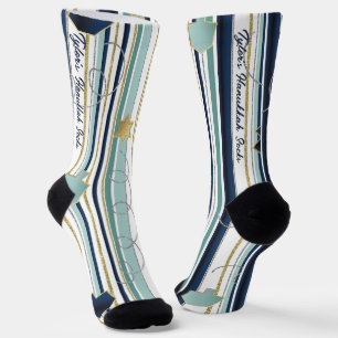 Hanukkah Socks "Blue and Gold Stripes"