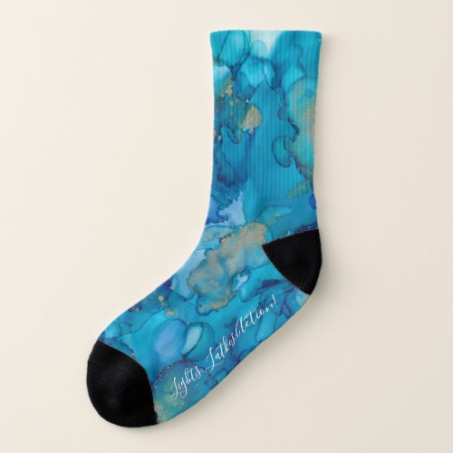 Hanukkah Socks Blues  Golds Personalize