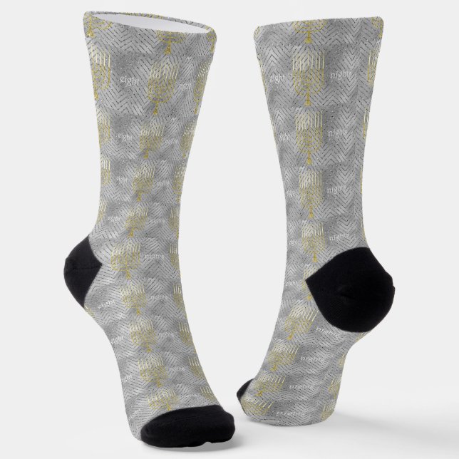 Hanukkah Socks "Elegant Menorahs" (Angled)