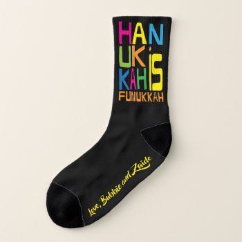 Hanukkah Socks "hanukkah Is Funukkah/black" by HanukkahHappy at Zazzle