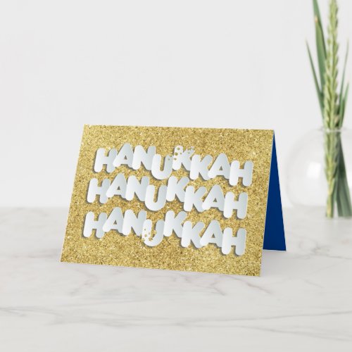 Hanukkah Sparkle Gold Stars Greeting Card