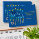 HANUKKAH Spiritual Fruit Chanukah Gelt Envelope<br><div class="desc">Stylish H HANUKKAH Spiritual Fruit Chanukah Gelt envelope in tekhelet blue, with CUSTOMIZABLE TEXT, especially designed with the menorah of Hanukkah and the nine-fold fruit of the Holy Spirit of the Christian faith: love, joy, peace, longsuffering, kindness, goodness, faithfulness, self-control. The text on the right hand side is CUSTOMIZABLE so...</div>