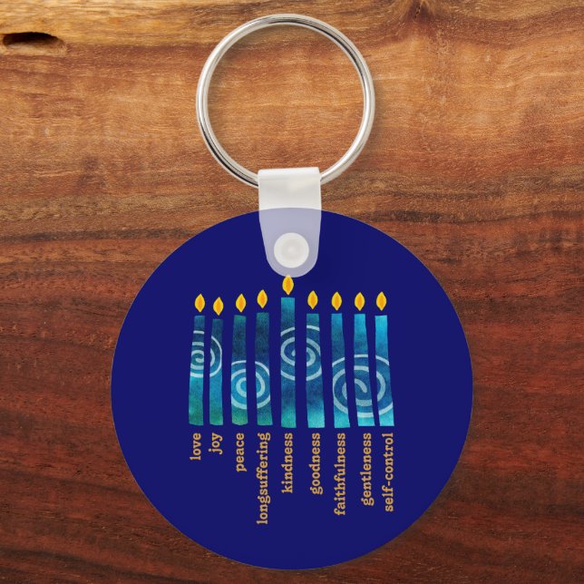 HANUKKAH Spiritual Fruit Christian Keychain (Front)