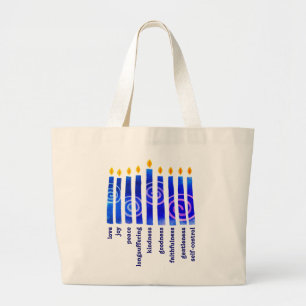 HANUKKAH Spiritual Fruit Christian Large Tote Bag