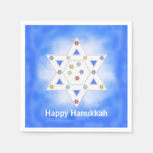 Hanukkah Star and Snowflakes Blue Napkins