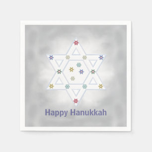 Hanukkah Star and Snowflakes Gray Napkins