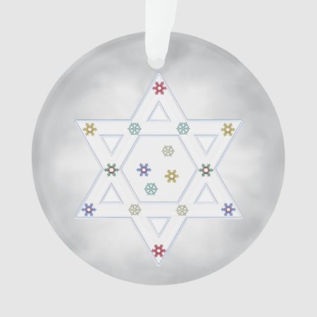 Hanukkah Star And Snowflakes Gray Ornament