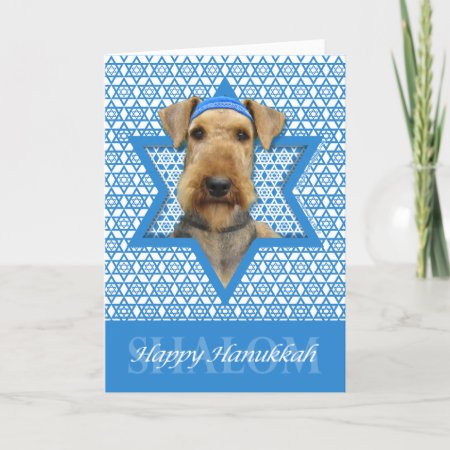 Hanukkah Star Of David — Airedale Terrier Holiday Card