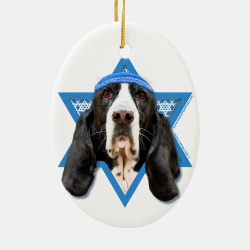 Hanukkah Star of David _ Basset Hound _ Jasmine Ceramic Ornament
