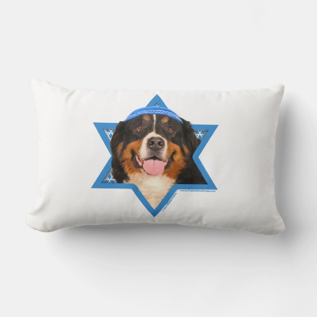 Hanukkah Star of David - Bernese Mountain Dog Lumbar Pillow (Front)