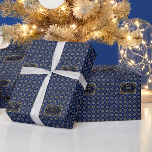 hanukkah star of david Blue  Gold   Wrapping Paper