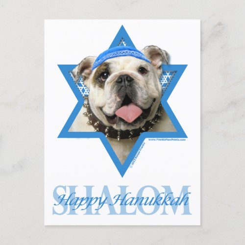 Hanukkah Star of David  Bulldog Holiday Postcard