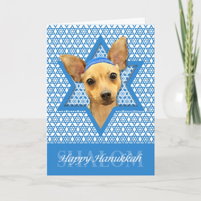 Hanukkah Star of David - Chihuahua Holiday Card (Front)