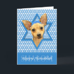 Hanukkah Star of David — Chihuahua Holiday Card<br><div class="desc">What could make "Happy Hanukkah more fun than having this Chihuahua Dog wearing the Yamaka Surrounded by the Star of David. This whimsical holiday design will be sure to delight your friends and family as well as other dog lovers. This design is available in over 100 Dog Breeds. If you...</div>