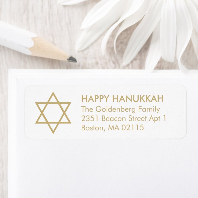 Hanukkah Star of David custom gold white modern Label (Insitu)