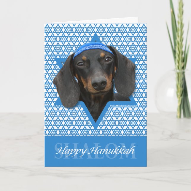 Hanukkah Star of David - Dachshund - Winston Holiday Card (Front)