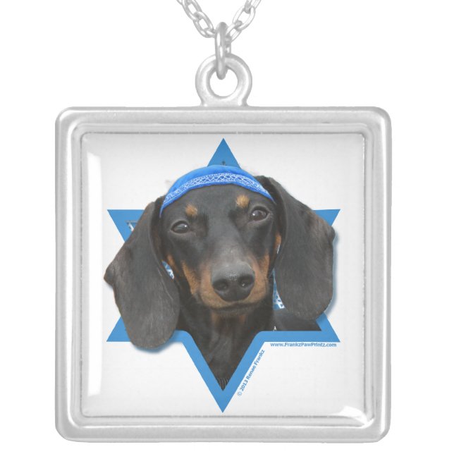 Hanukkah Star of David - Dachshund - Winston Silver Plated Necklace (Front)