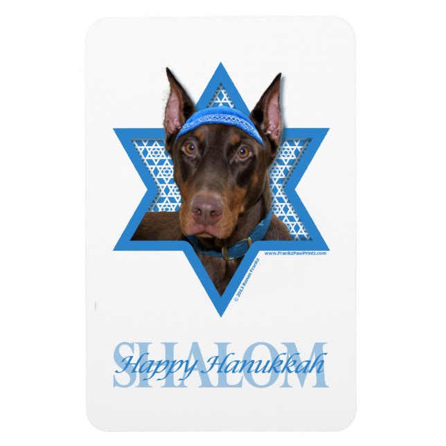 Hanukkah Star of David - Doberman - Rocky Magnet (Vertical)