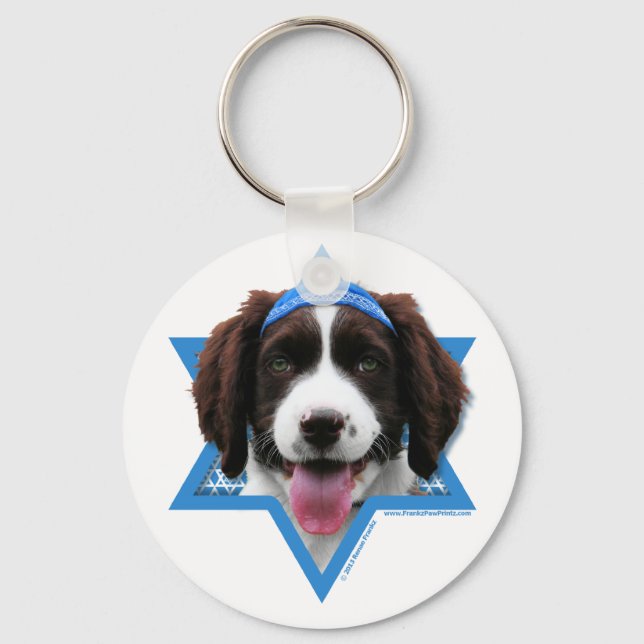 Hanukkah Star of David - English Springer Spaniel Keychain (Front)
