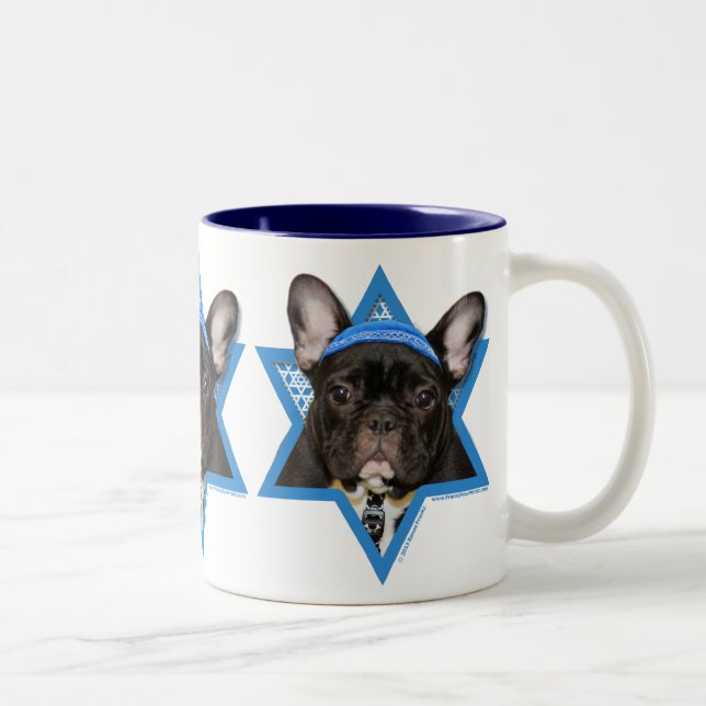 Hanukkah Star of David - French Bulldog - Teal Two-Tone Coffee Mug (Right)
