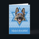 Hanukkah Star of David - German Shepherd Holiday Card<br><div class="desc">What could make saying Happy Hanukkah more fun than having this German Shepherd Dog wearing a Yamaka surrounded by the Star of David. This whimsical holiday design will be sure to delight your friends and family as well as other dog lovers. This design is available in over 100 Dog Breeds....</div>
