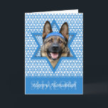 Hanukkah Star of David - German Shepherd Holiday Card<br><div class="desc">What could make saying Happy Hanukkah more fun than having this German Shepherd Dog wearing a Yamaka surrounded by the Star of David. This whimsical holiday design will be sure to delight your friends and family as well as other dog lovers. This design is available in over 100 Dog Breeds....</div>