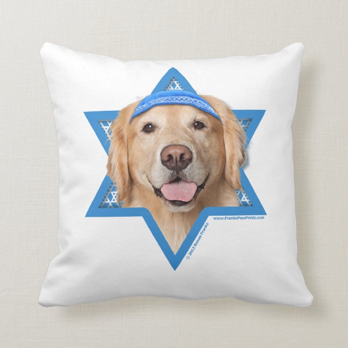 Hanukkah Star of David   Golden Retriever   Corona Throw Pillow