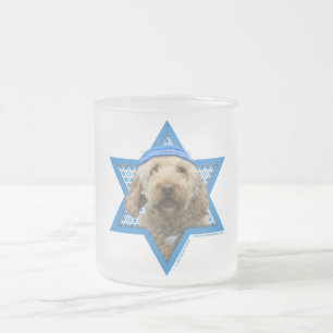 Hanukkah Star of David - GoldenDoodle Frosted Glass Coffee Mug