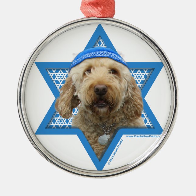 Hanukkah Star of David - GoldenDoodle Metal Ornament (Front)