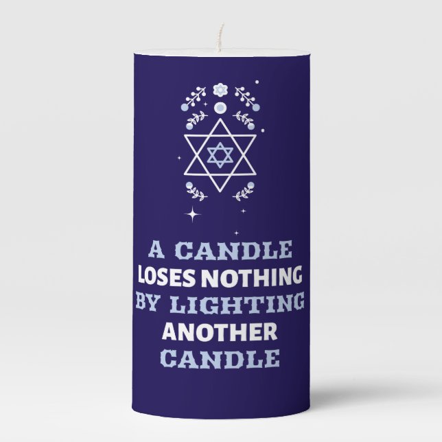Hanukkah – Star of David & Inspirational Quote Pillar Candle (Front)