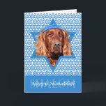Hanukkah Star of David - Irish Setter Holiday Card<br><div class="desc">What could make saying Happy Hanukkah more fun than having this Irish Setter Dog wearing a Yamaka surrounded by the Star of David. This whimsical holiday design will be sure to delight your friends and family as well as other dog lovers. This design is available in over 100 Dog Breeds....</div>