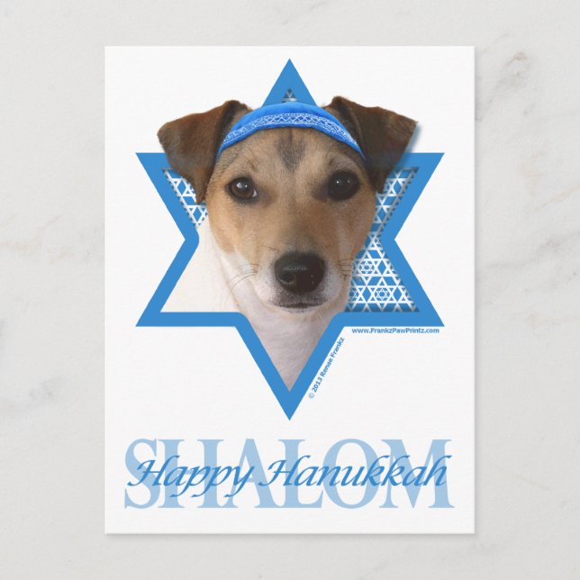Hanukkah Star of David - Jack Russell Terrier Holiday Postcard (Front)