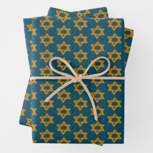 HANUKKAH STAR OF DAVID Jewish Holiday Set of Wrapping Paper Sheets